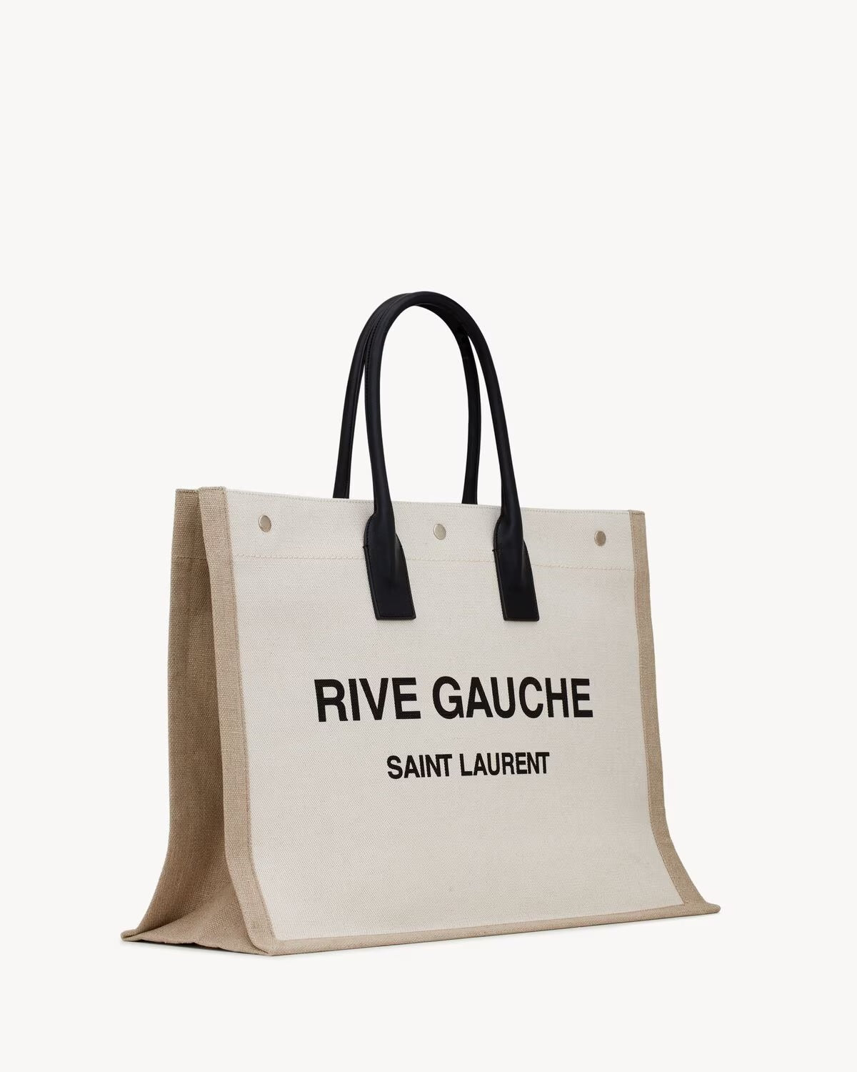 SAINT LAURENT RIVE GAUCHE LEATHER TRIMMED PRINTED CANVAS TOTE BAG