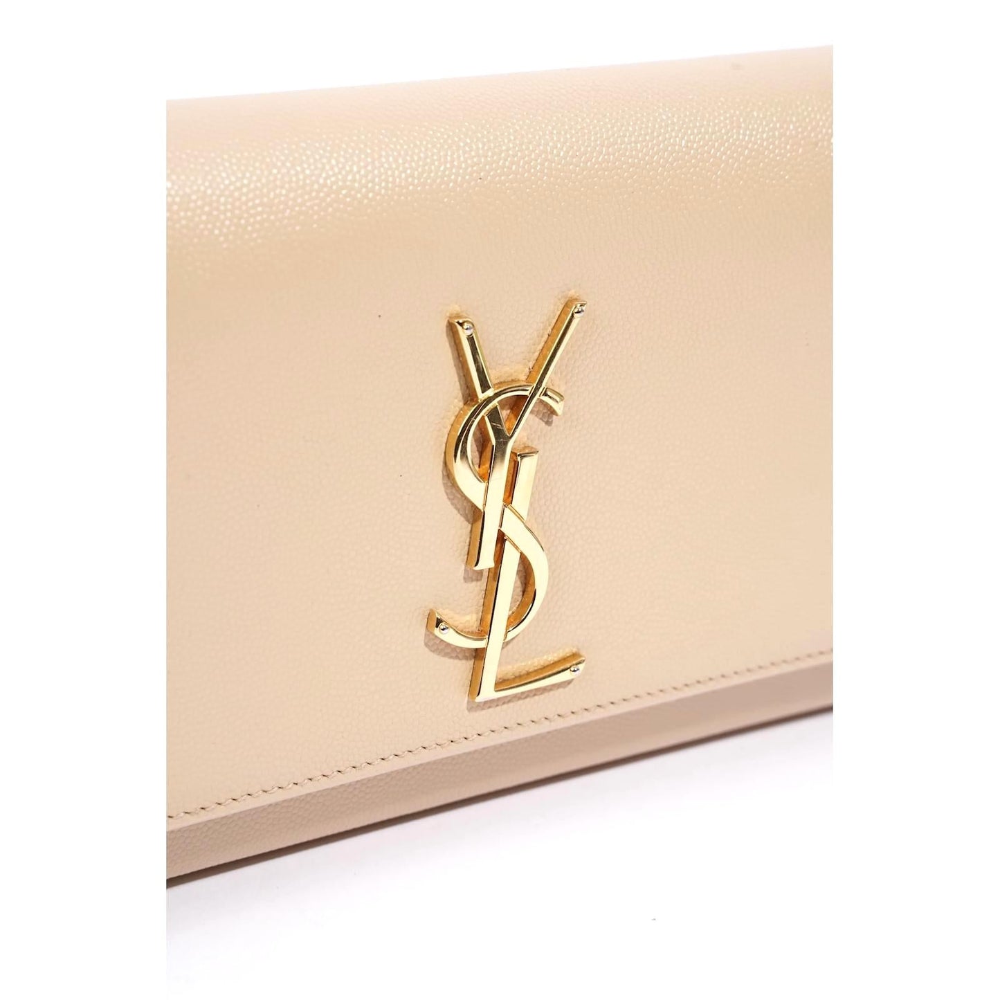 YSL GRAIN DE POUDRE LEATHER CASSANDRE MONOGRAM CLUTCH BAG