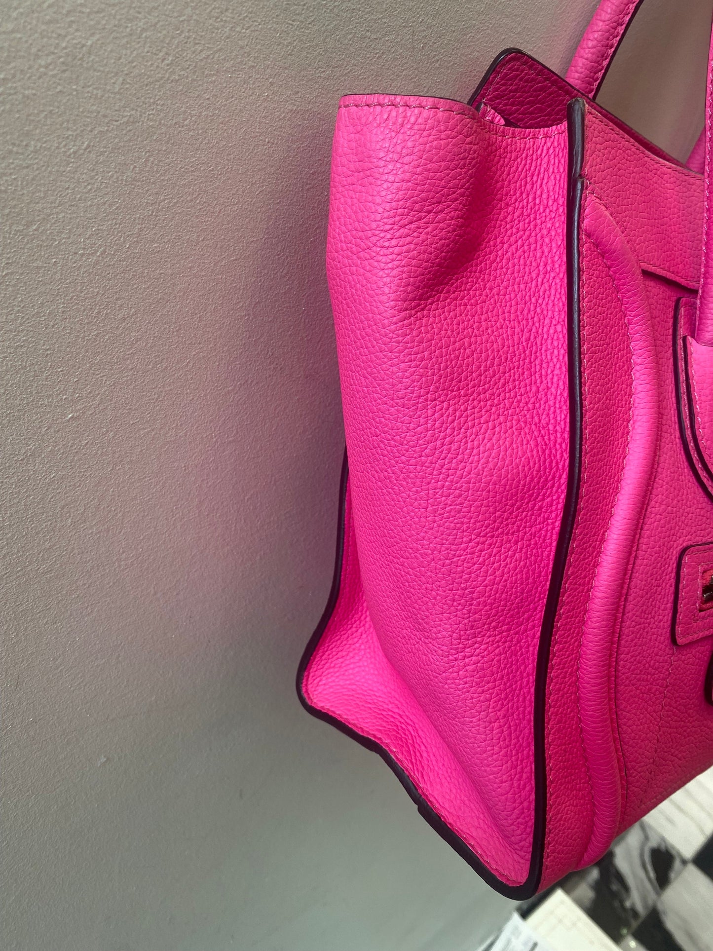 CÉLINE DRUMMED LEATHER MICRO PHANTOM TOTE BAG