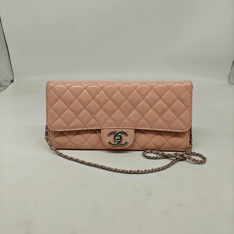 Chanel Nude Pink Patent Crossbody/Clutch Bag