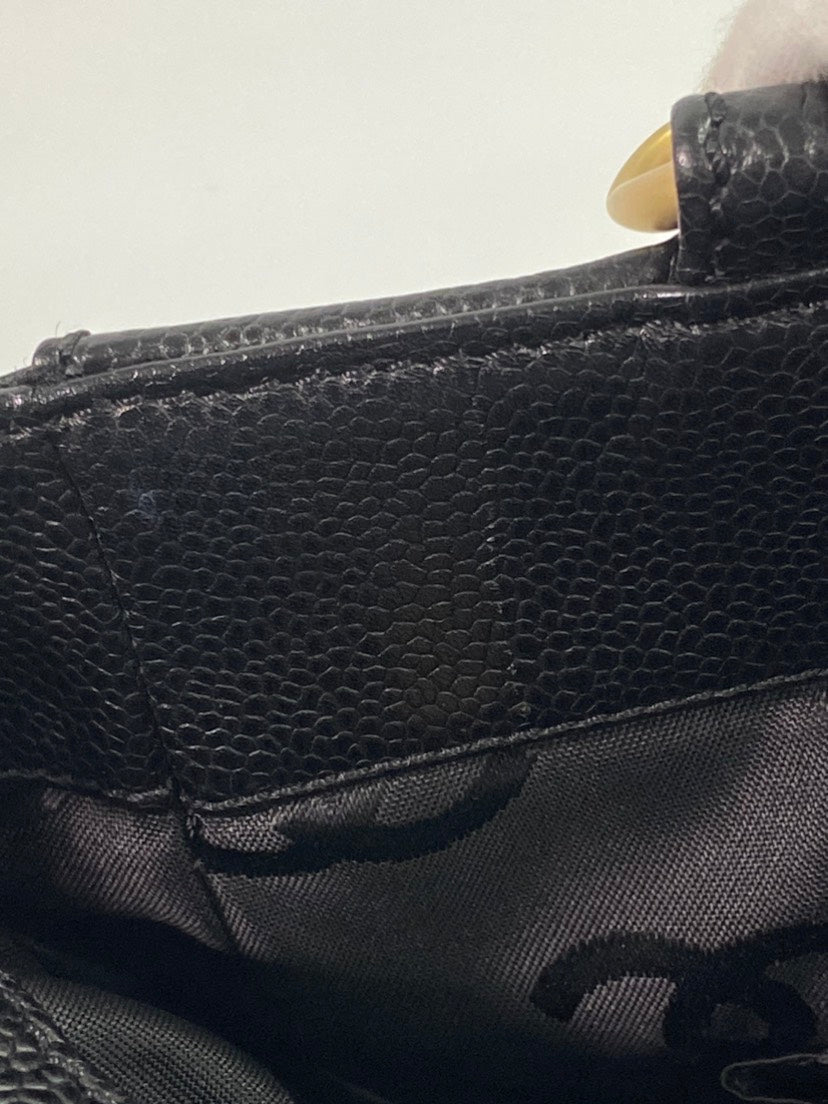 CHANEL Black Caviar Leather Shoulder Bag