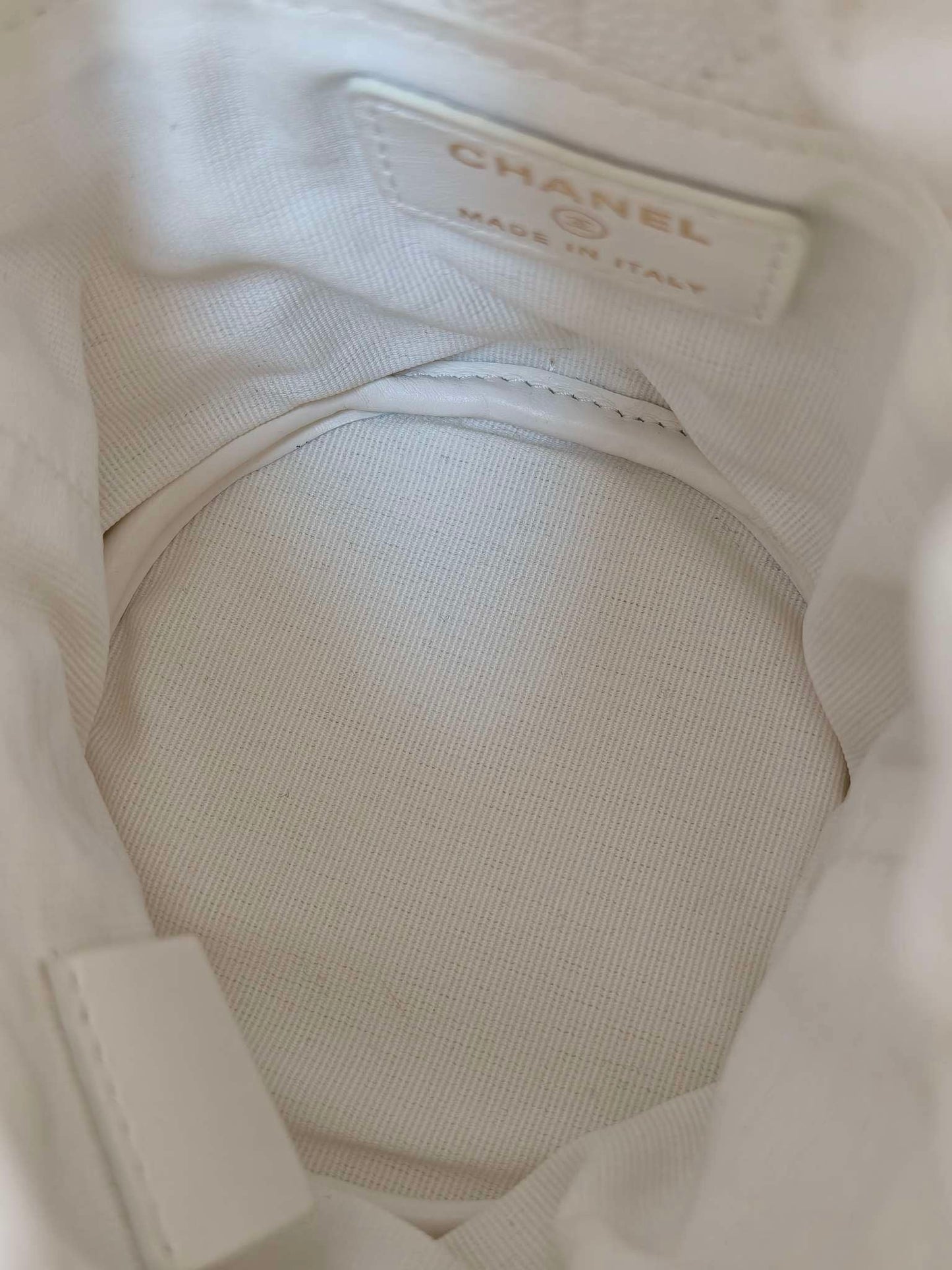 Chanel Quilted White Bucket Bag