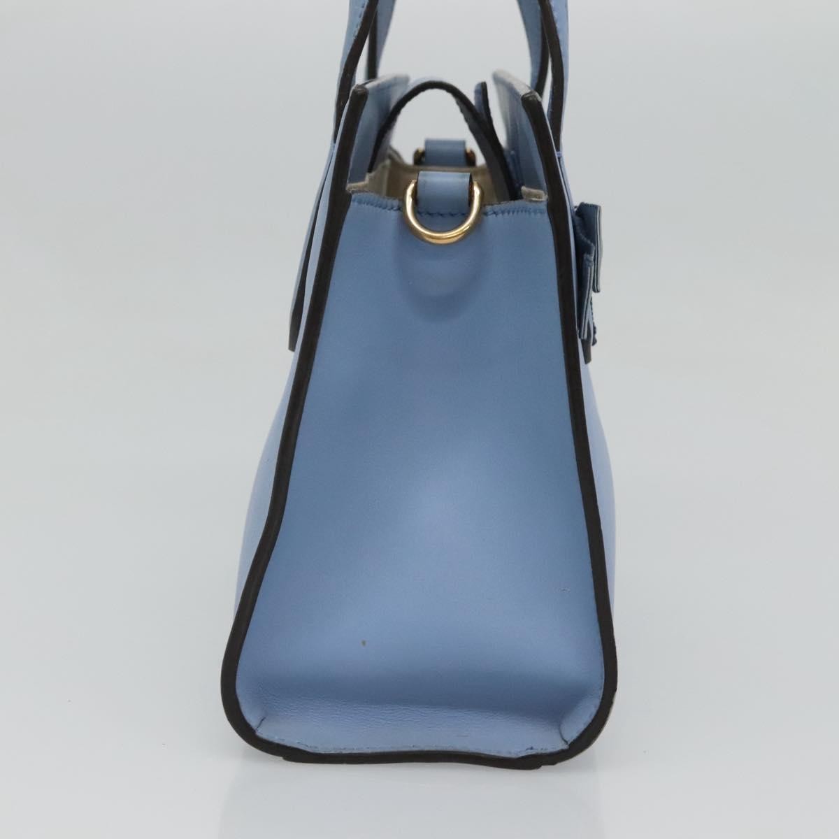 Gucci Gg Ribbon Tote Leather Blue Leather Shoulder Bag Bag