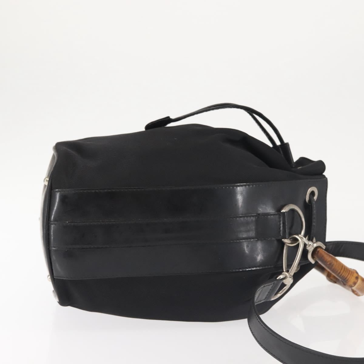 Gucci Vintage Bamboo Bucket Bag Nylon And Leather Black Nylon Bag
