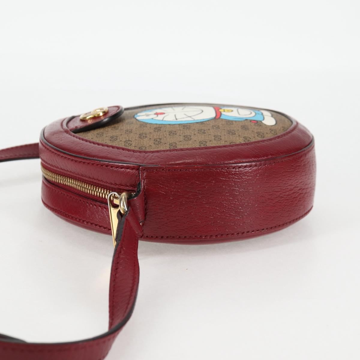 Gucci Doraemon Round Shoulder Bag Printed Mini Gg Coated Canvas Beige Pvc Bag
