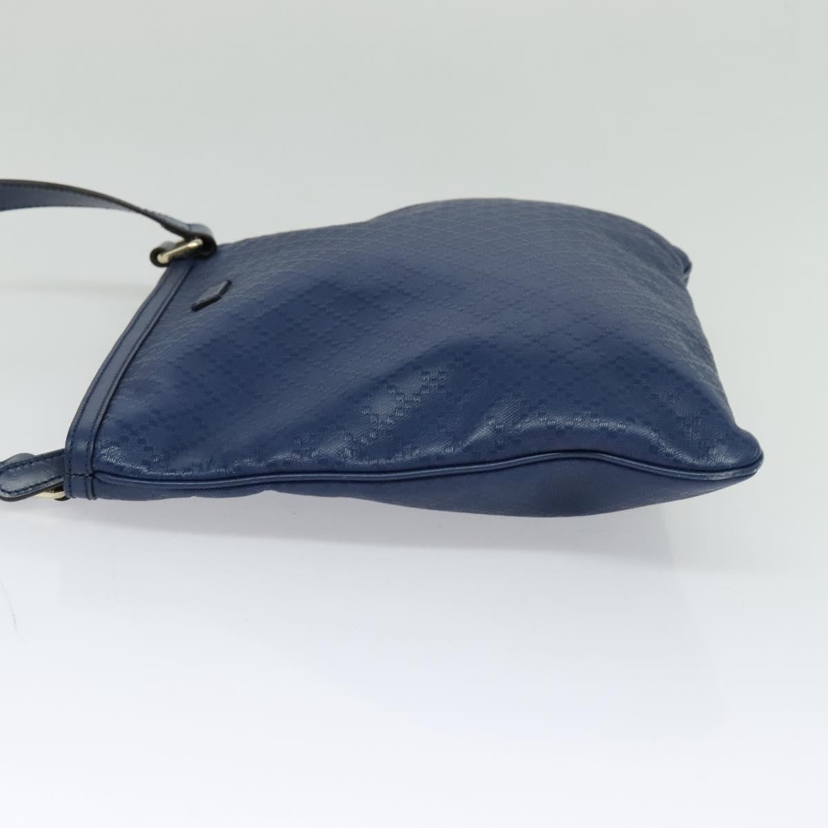 Gucci Zip Top Messenger Bag Diamante Leather Blue Leather Shoulder Bag Bag