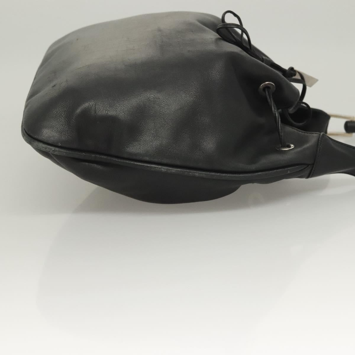 Gucci Vintage Bamboo Shoulder Bag Leather Black Leather Handbag