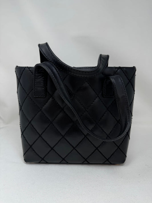 CHANEL Calfskin Quilted Small Surpique Stitch Tote Black B20-72