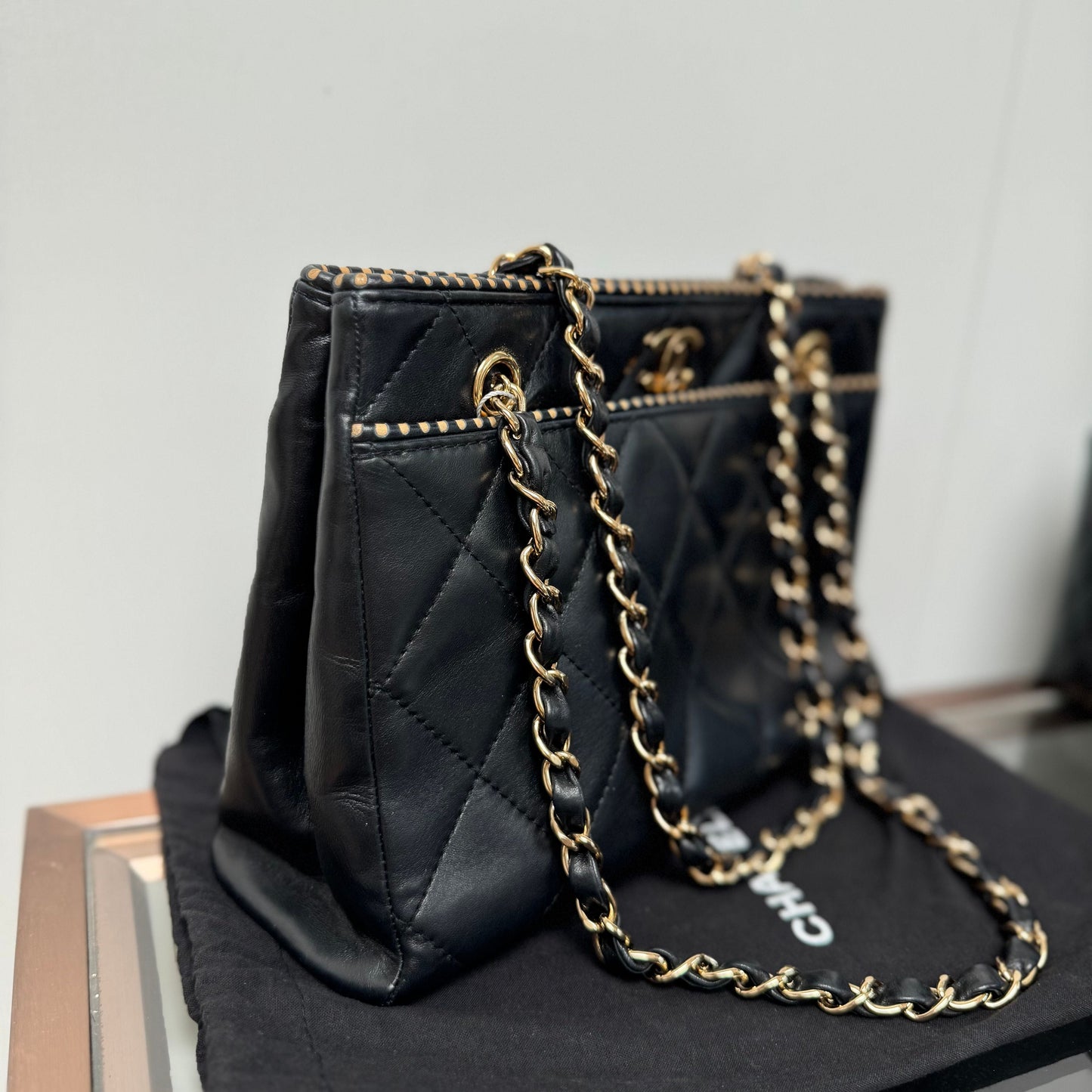 Chanel Perforated Edge Tote - Black Shoulder Bags, Handbags eal 3332