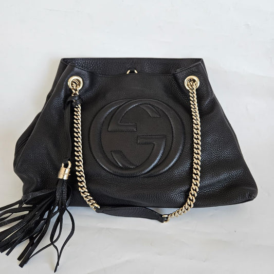 Gucci Black Leather Medium Soho Chain Tote