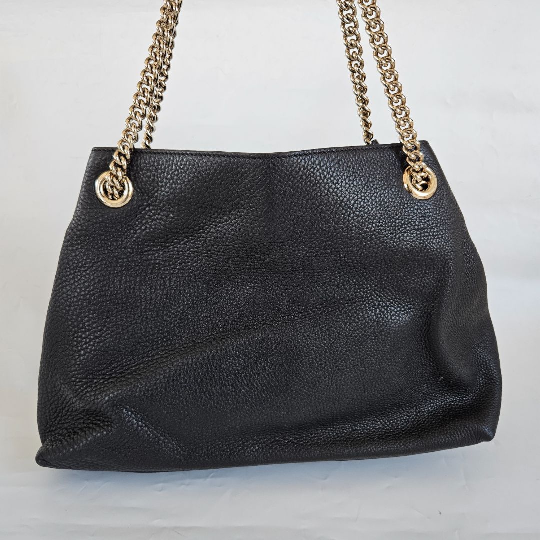 Gucci Black Leather Medium Soho Chain Tote