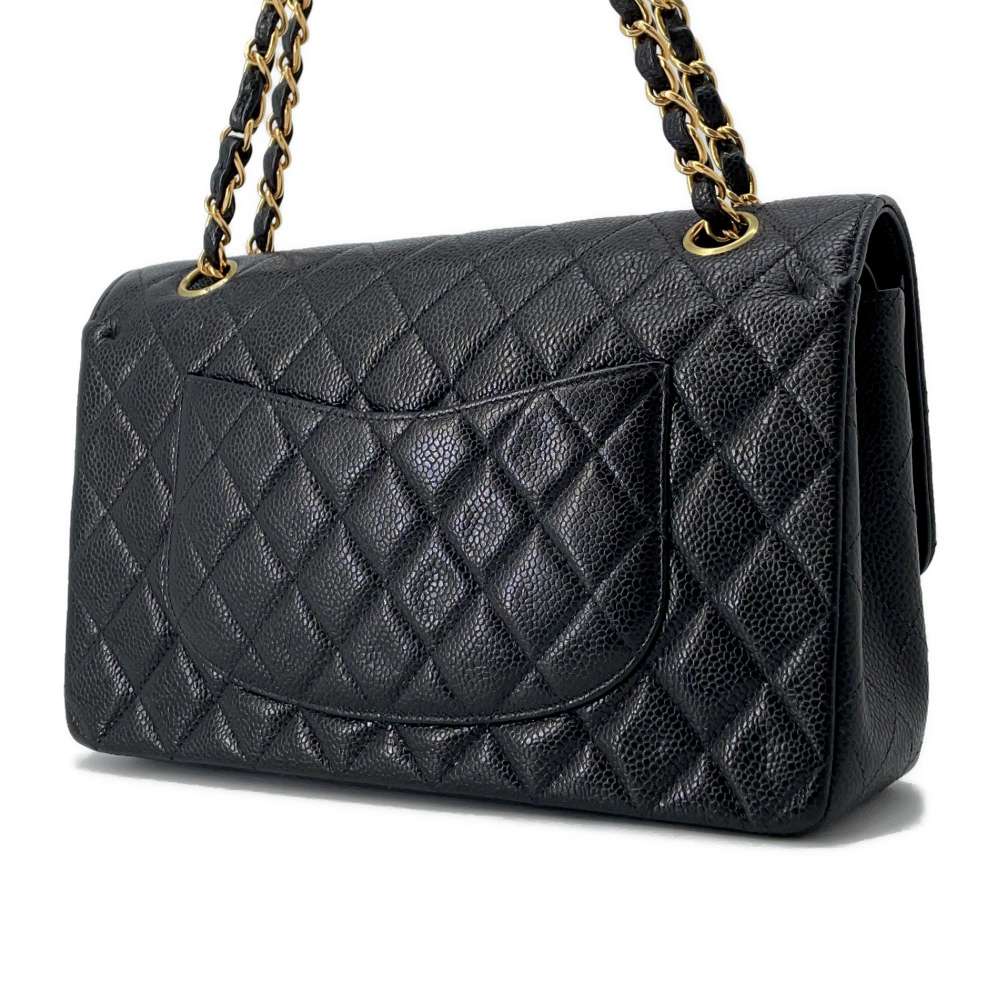 CHANEL Matelasse Double Flap ChainShoulder BlackA01112 Caviar Leather