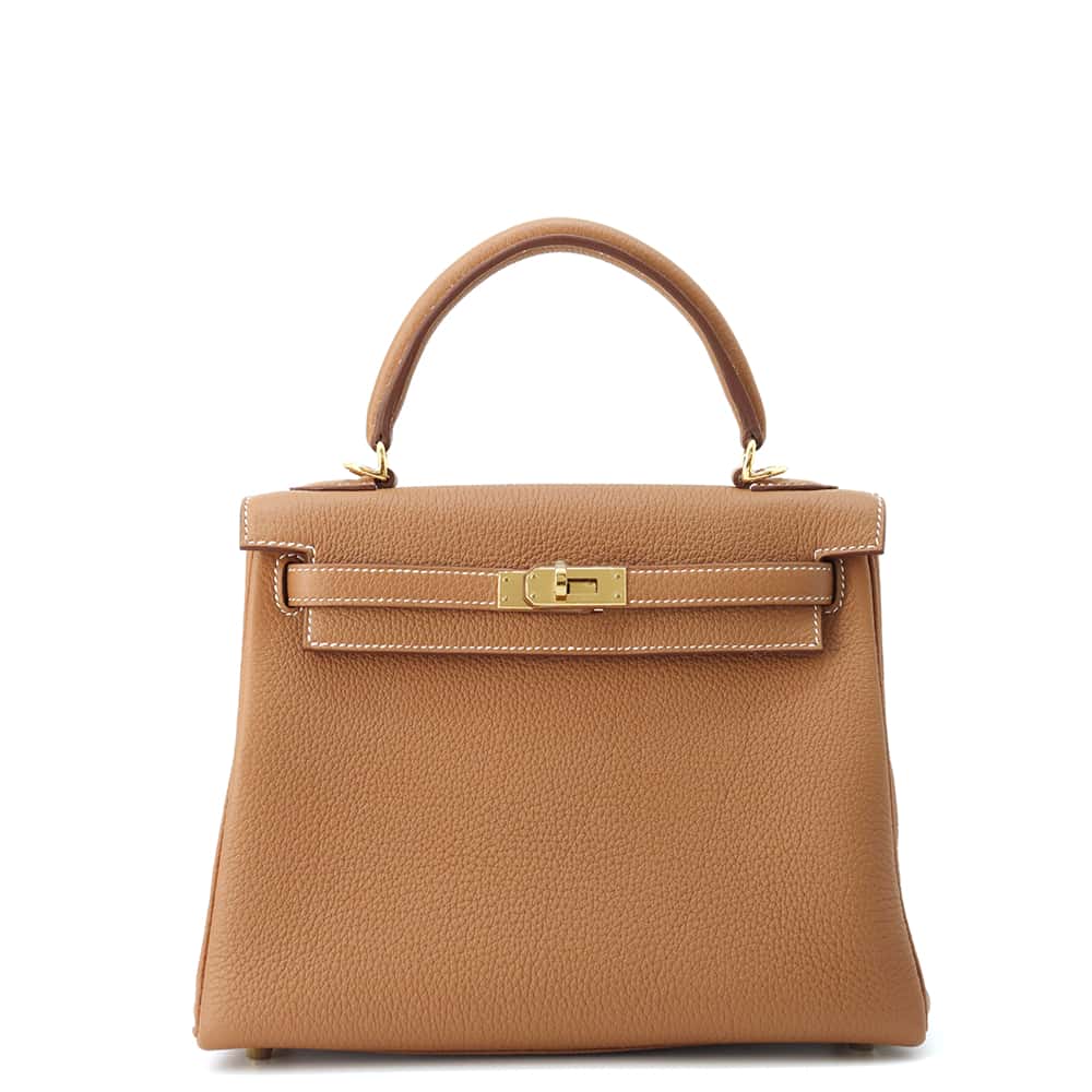 HERMES Kelly Gold Togo Leather Size 25