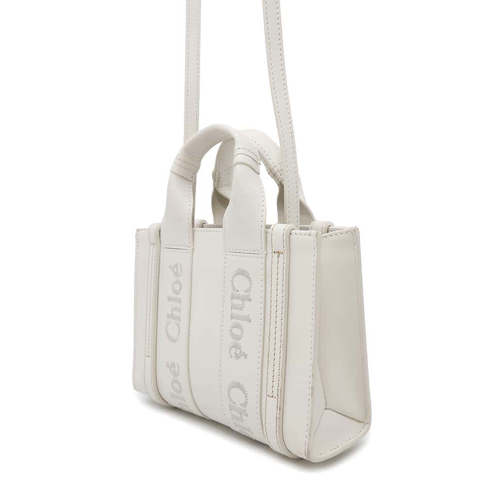 Chloe Woody tote WhiteCHC23UP237 I60 Leather Size Mini