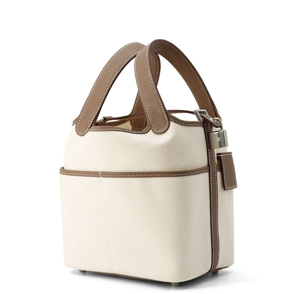 HERMES Picotin Lock Cargo Ecru/Etoupe Towar Goeran Swift Leather Size PM