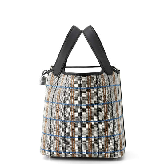 HERMES Picotin Lock Black/Ecru/Fauve/Blue Zanzibar Swift Leather Toile H Size PM