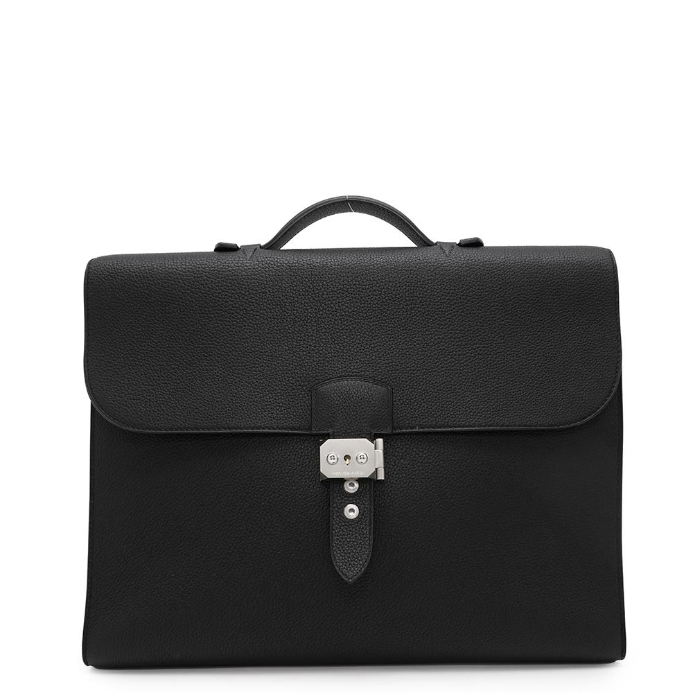 HERMES Sac A Depeches Black Togo Leather Size 38