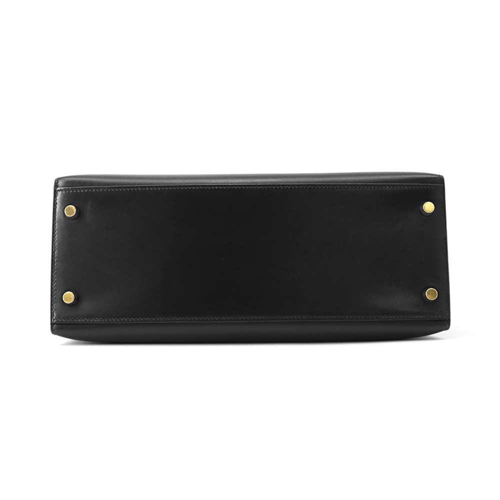 HERMES Kelly Black Box Calf Leather Size 28