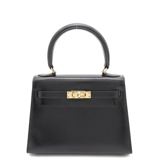 HERMES Mini Kelly Black Box Calf Leather
