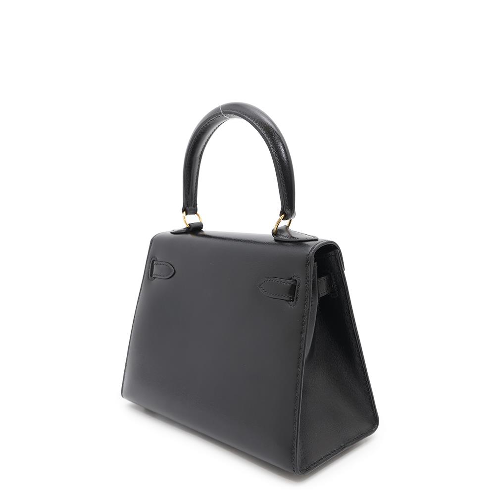 HERMES Mini Kelly Black Box Calf Leather