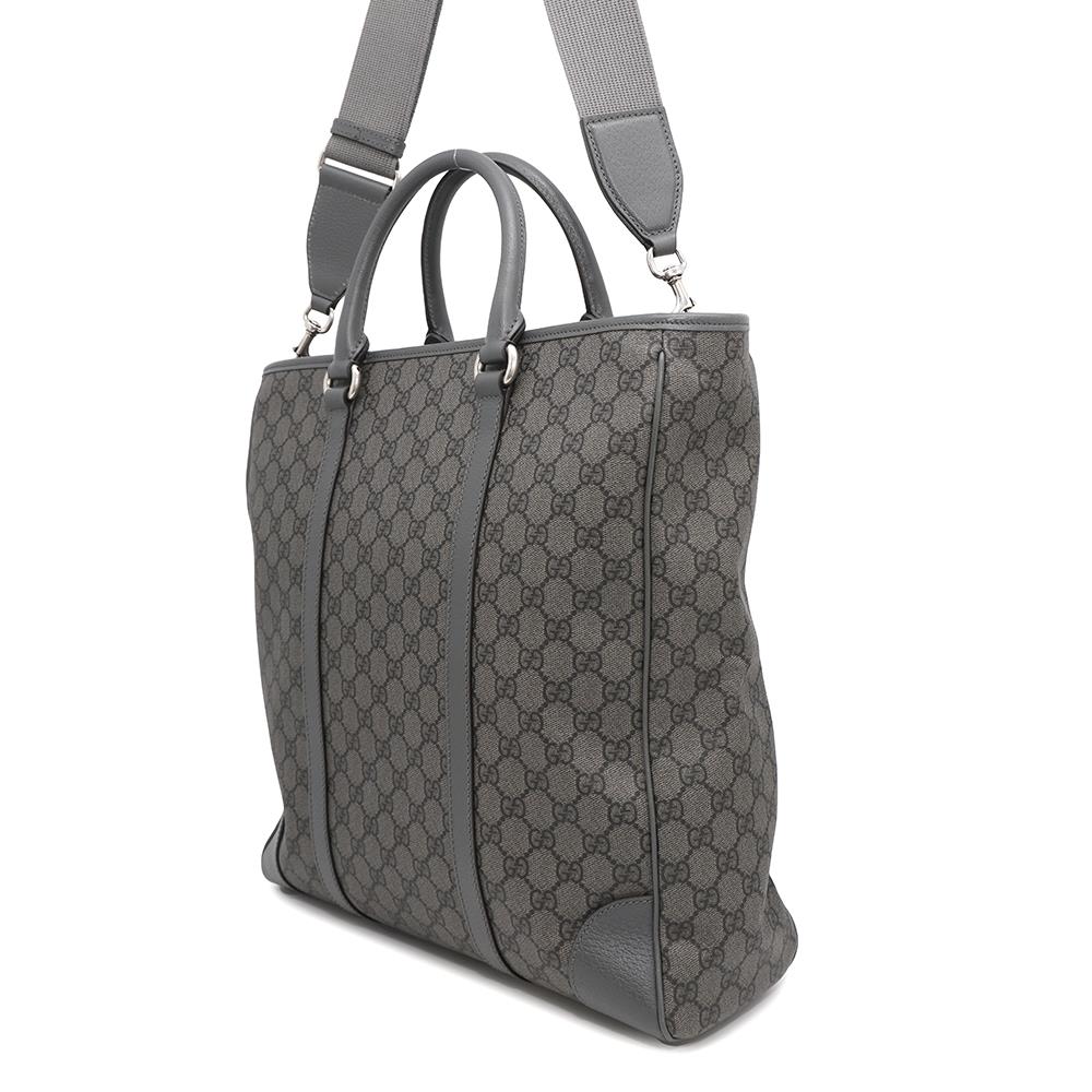GUCCI Offdia 2WAY Tote Bag Gray763316 GG SupremeCanvas Leather Size Medium
