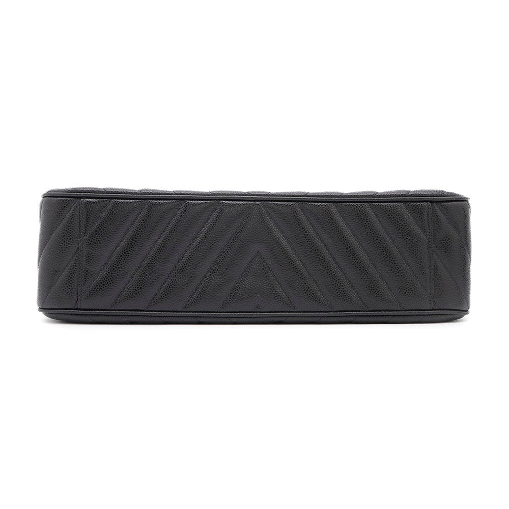 CHANEL V Stitch ChainShoulder Bag BlackA03660 Caviar Leather Size 34