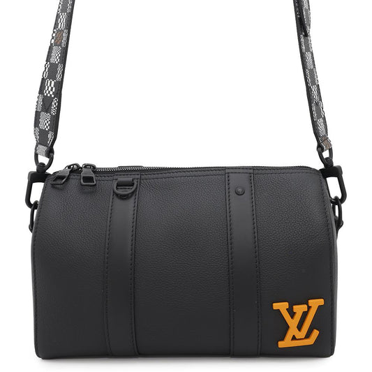 LOUIS VUITTON City・Keepall NoirM57417 Grain Leather Damier - Distorted