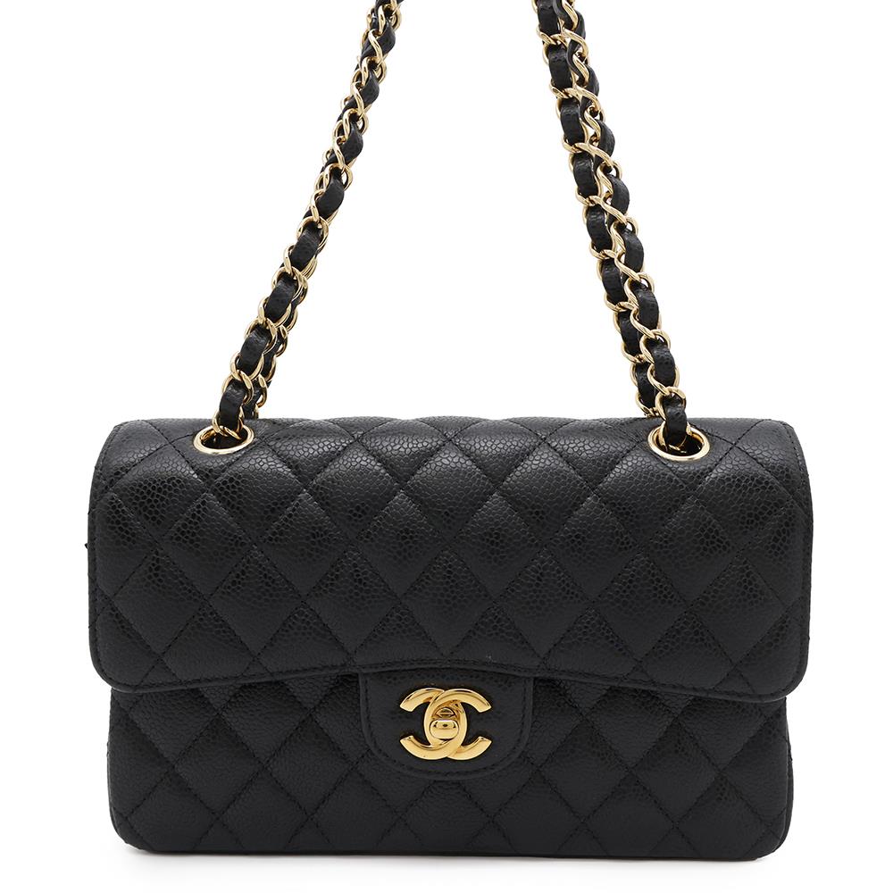 CHANEL Matelasse Double Flap ChainShoulder Bag BlackA01113 Caviar Leather