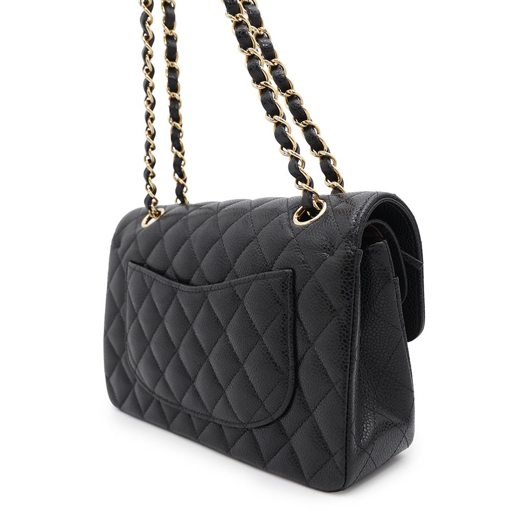 CHANEL Matelasse Double Flap ChainShoulder Bag BlackA01113 Caviar Leather