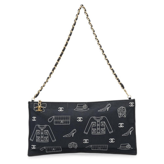 CHANEL Icon ChainPouch Navy Cotton