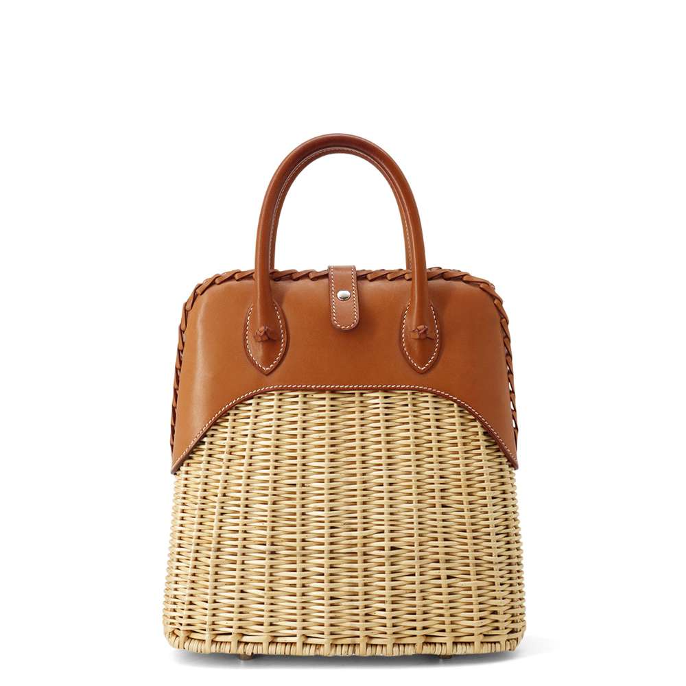 HERMES Bolit Picnic Natural/Fauve Willow Barenia Leather Size 24