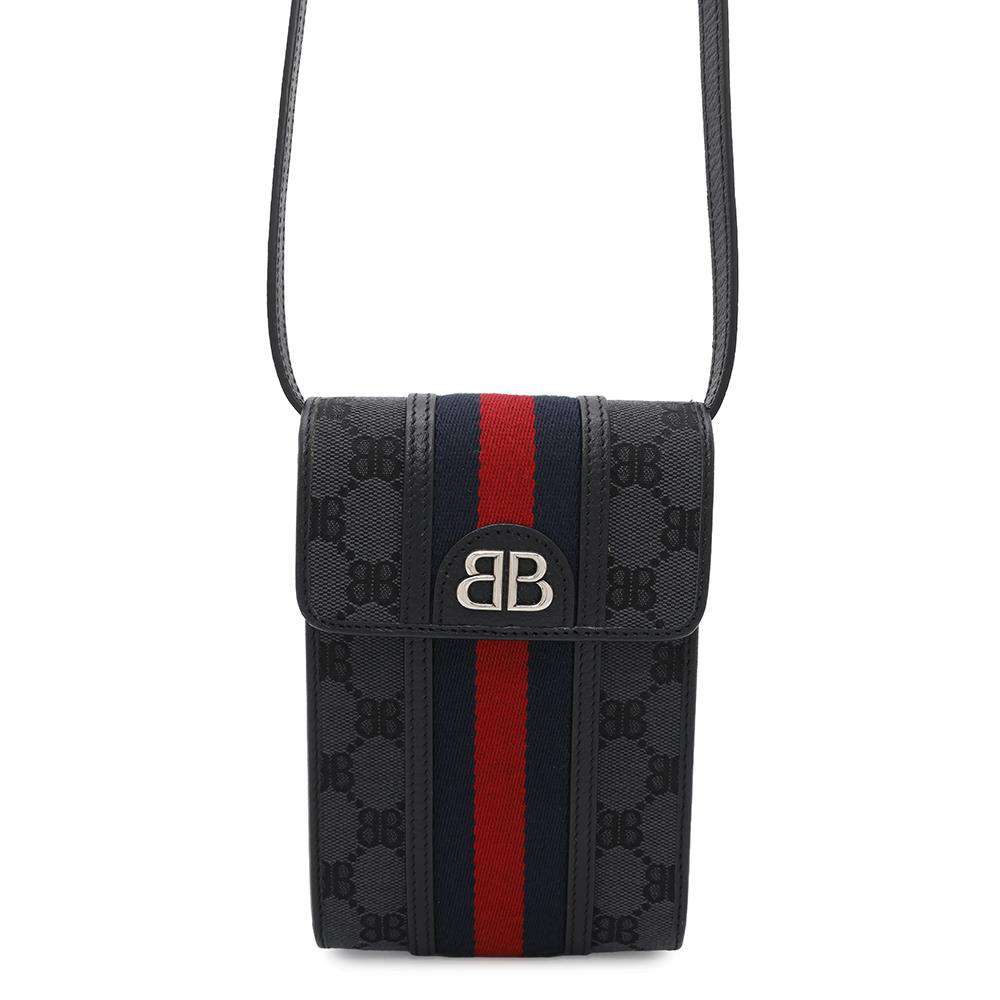 BALENCIAGA Gucci collaboration The Hacker Project phone pouch Black680130 Canvas Leather
