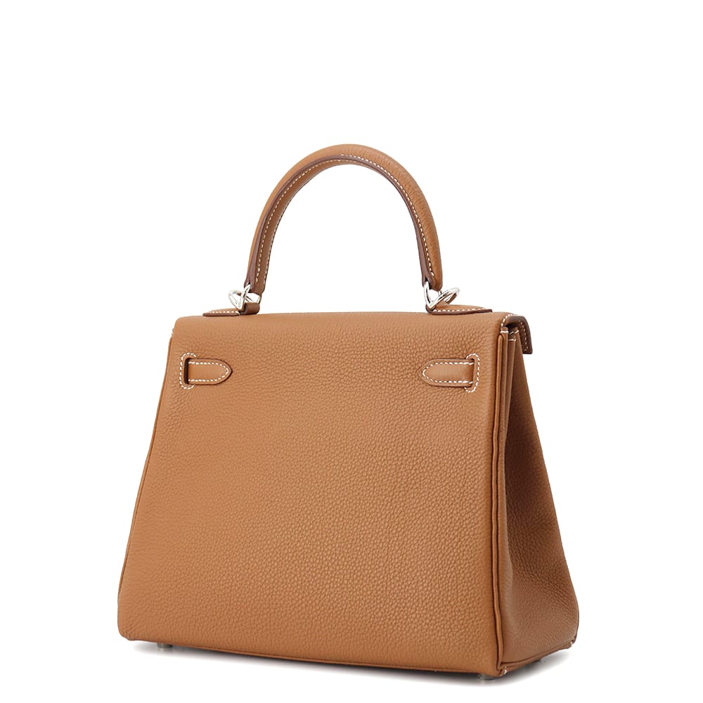HERMES Kelly Retourne Gold Togo Leather Size 25