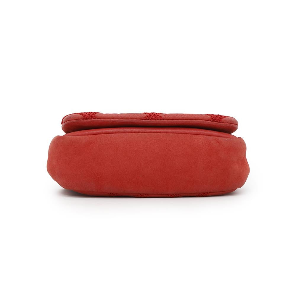 CHANEL Matelasse Double Chain Shoulder Red Leather