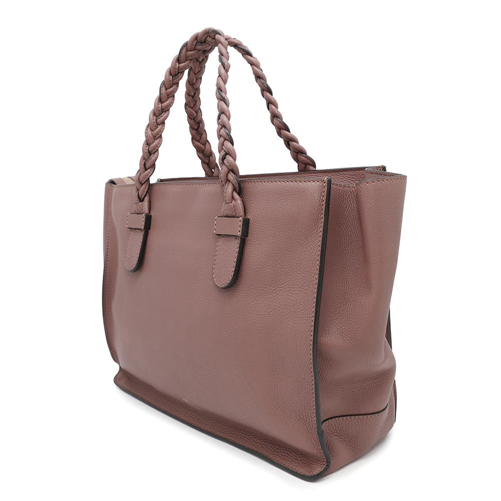 Valentino Garavani Braided handle tote PinkBrown Leather