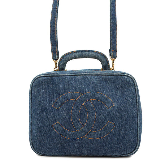 CHANEL Vanity Bag 2wayBag Blue Denim