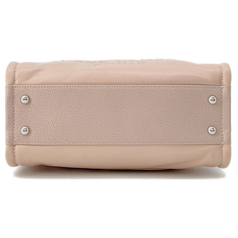 CHANEL Deauville ChainTote Bag Pink Leather Caviar Leather Size PM