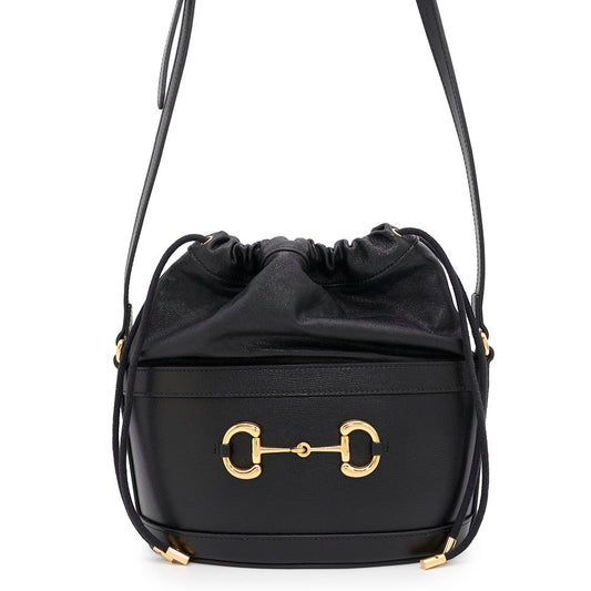 GUCCI Horsebit 1955 Bucket Shoulder Bag Black602118 Leather