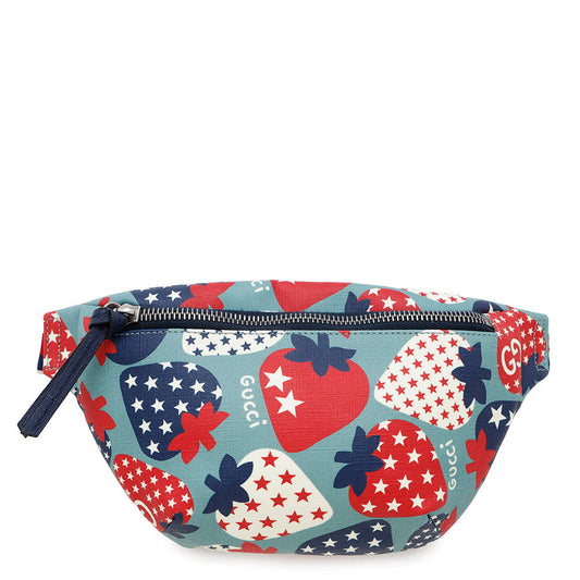 GUCCI Children's Belt Bag Strawberry Blue/Multicolor502095 PVC Leather