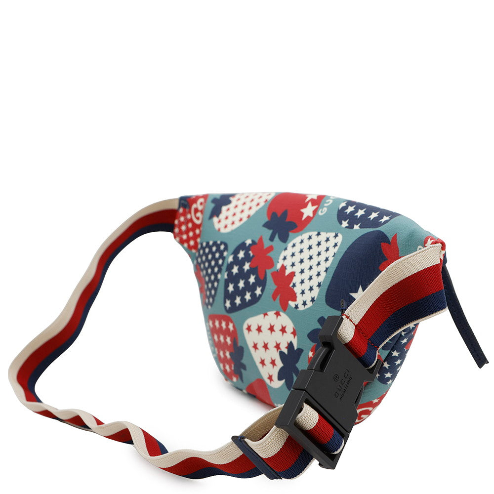 GUCCI Children's Belt Bag Strawberry Blue/Multicolor502095 PVC Leather