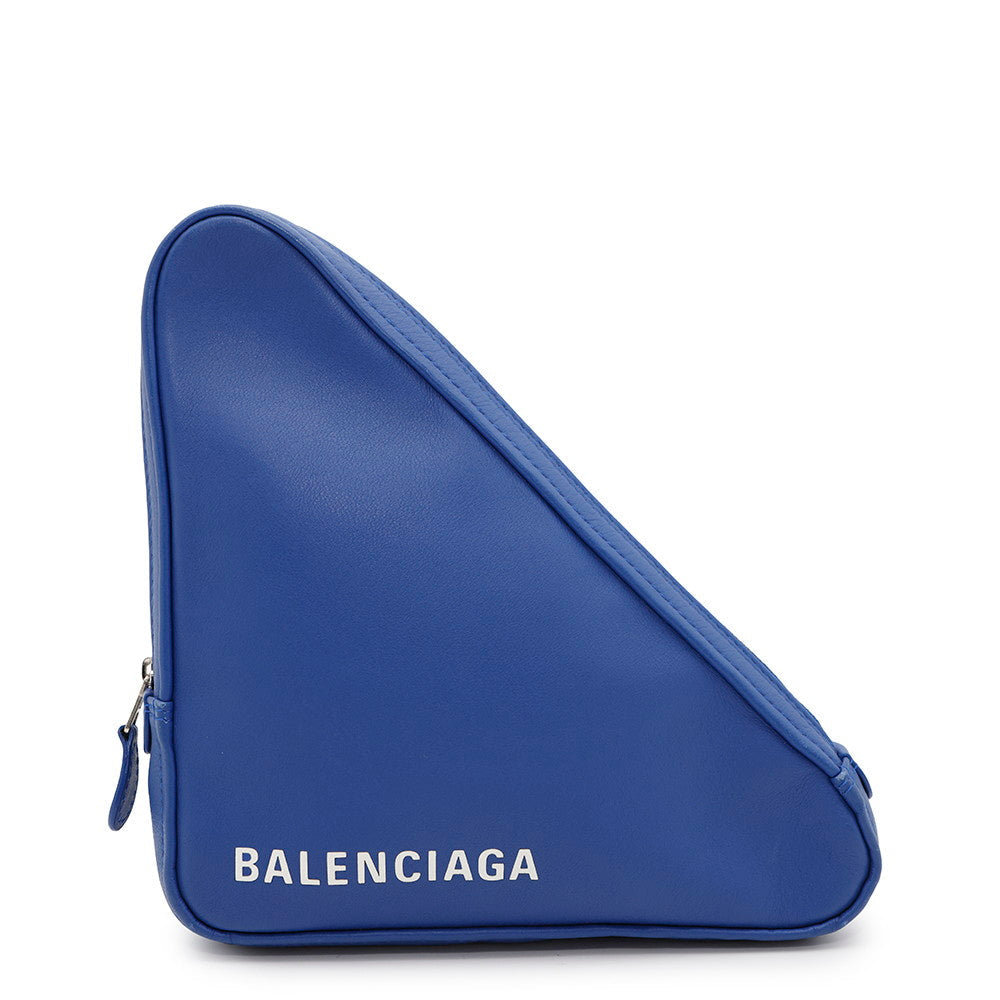 BALENCIAGA Triangle Clutch Bag Blue476976 Leather