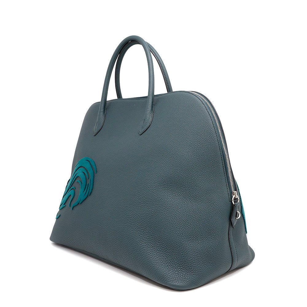 HERMES Bolide 1923 chimeres dragon Vert Shipley Togo Leather Velvet Size 45