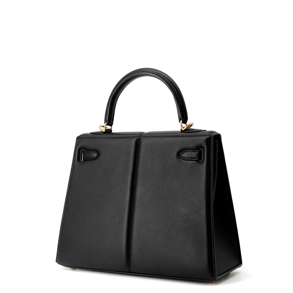 HERMES Kelly Padett Black Swift Leather Size 25