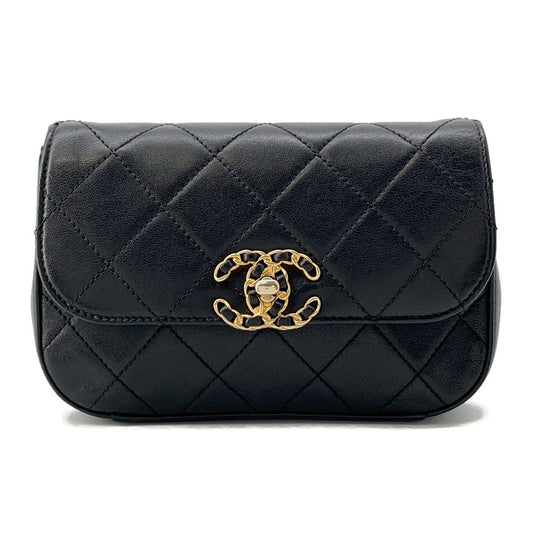 CHANEL CHANEL19 Matelasse Waist Bag Black Leather
