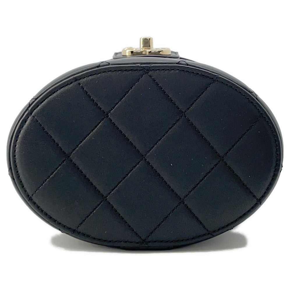 CHANEL Matelasse Chain vanity bag Black Lambskin