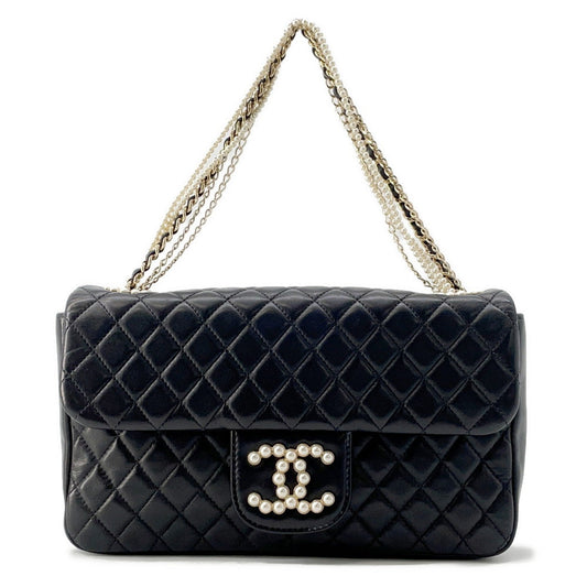 CHANEL Matelasse PearlCC Logo 4-chain ChainShoulder Bag BlackA39011 Lambskin