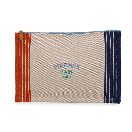 HERMES Neoban Mayon Maran Marine/Brique/Aqua Cotton100% Size GM