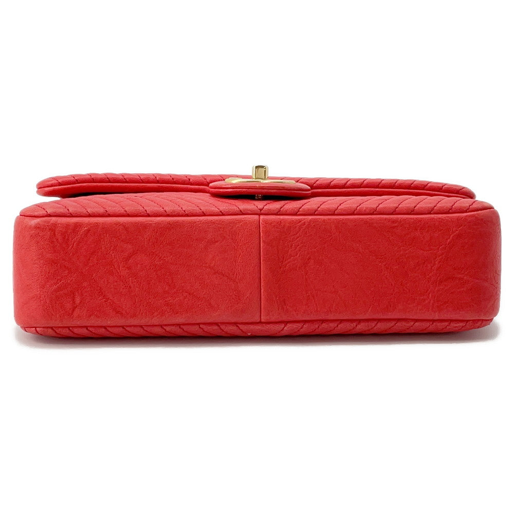 CHANEL Chevron ChainShoulder RedA92087 Leather