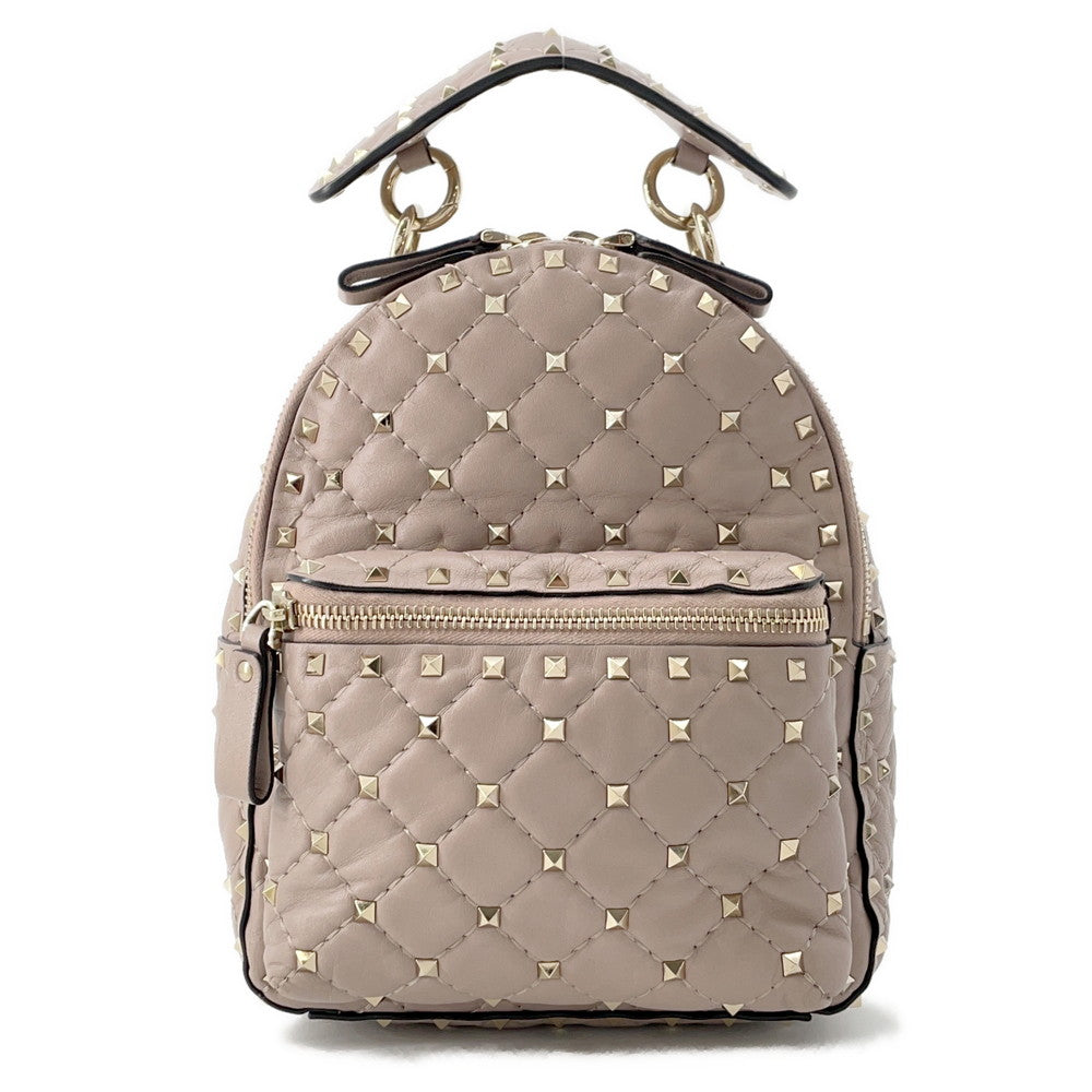 Valentino Garavani Rock Studded Spike Mini Backpack Pink graySW2B0B63NAP Leather