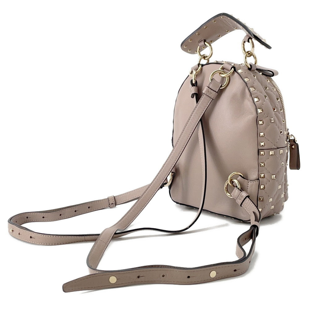 Valentino Garavani Rock Studded Spike Mini Backpack Pink graySW2B0B63NAP Leather
